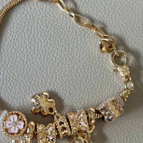 Gold and Pink Charm Bracelet gently pre-owned - Picture 2 of 4